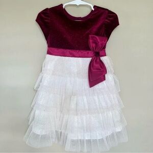 Jona Michelle Velvet Burgundy and Cream Dress